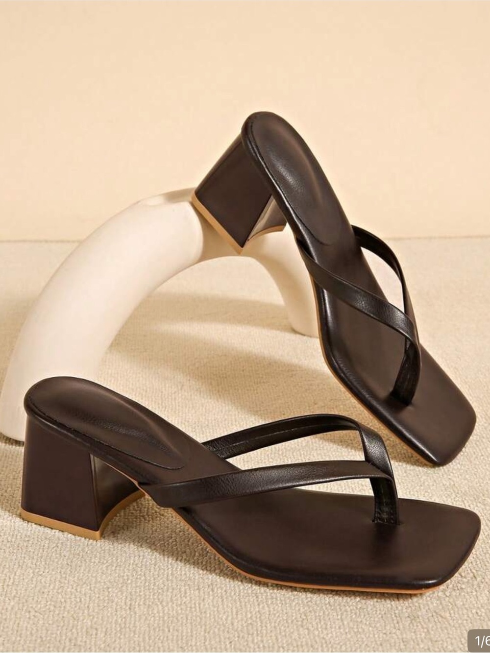 Oversized square toe Sandals -Coffee brown